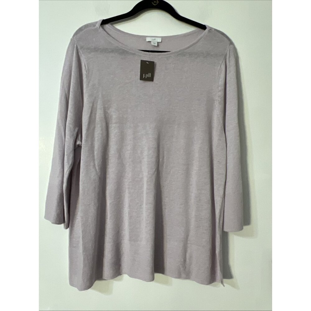 J. Jill Paleorchid Linen Pullover‎ 3/4 Sleeve Lilac Sweater Size XL Breathable